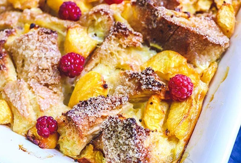 Pudding d’été aux pêches