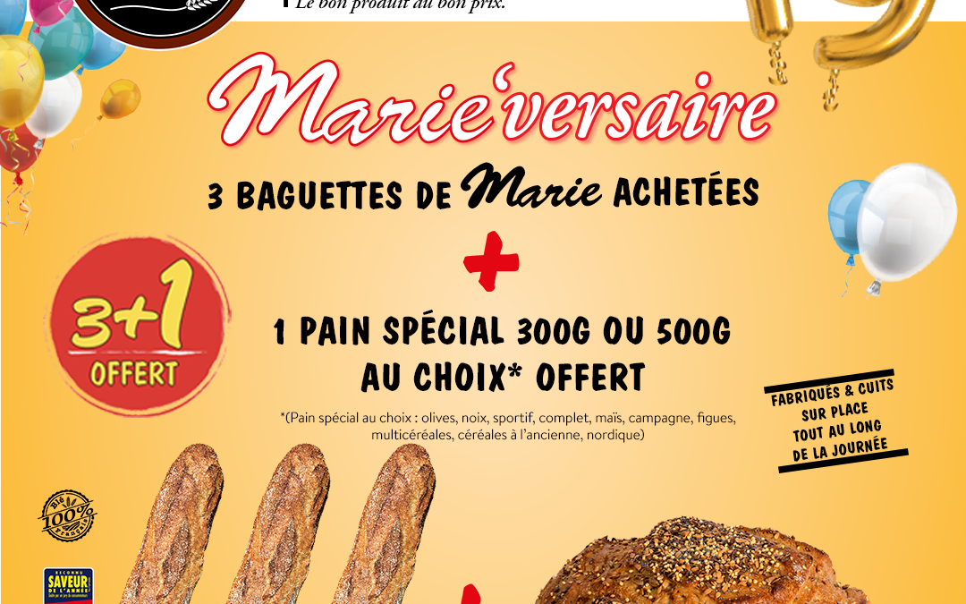 2 offres spéciales Marie’Versaire !